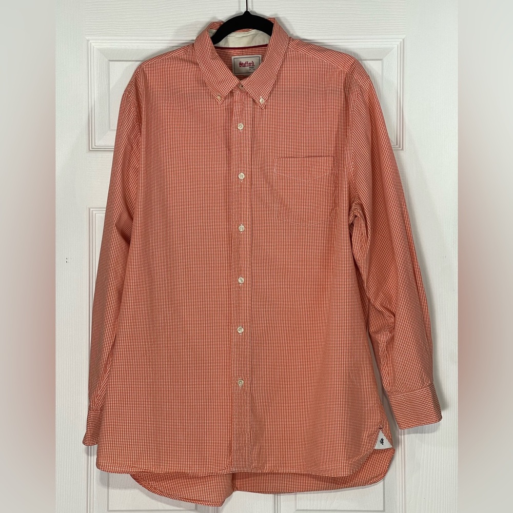 Stafford Prep ✨ Long Sleeve Button Down ✨ Orange Check ✨XL